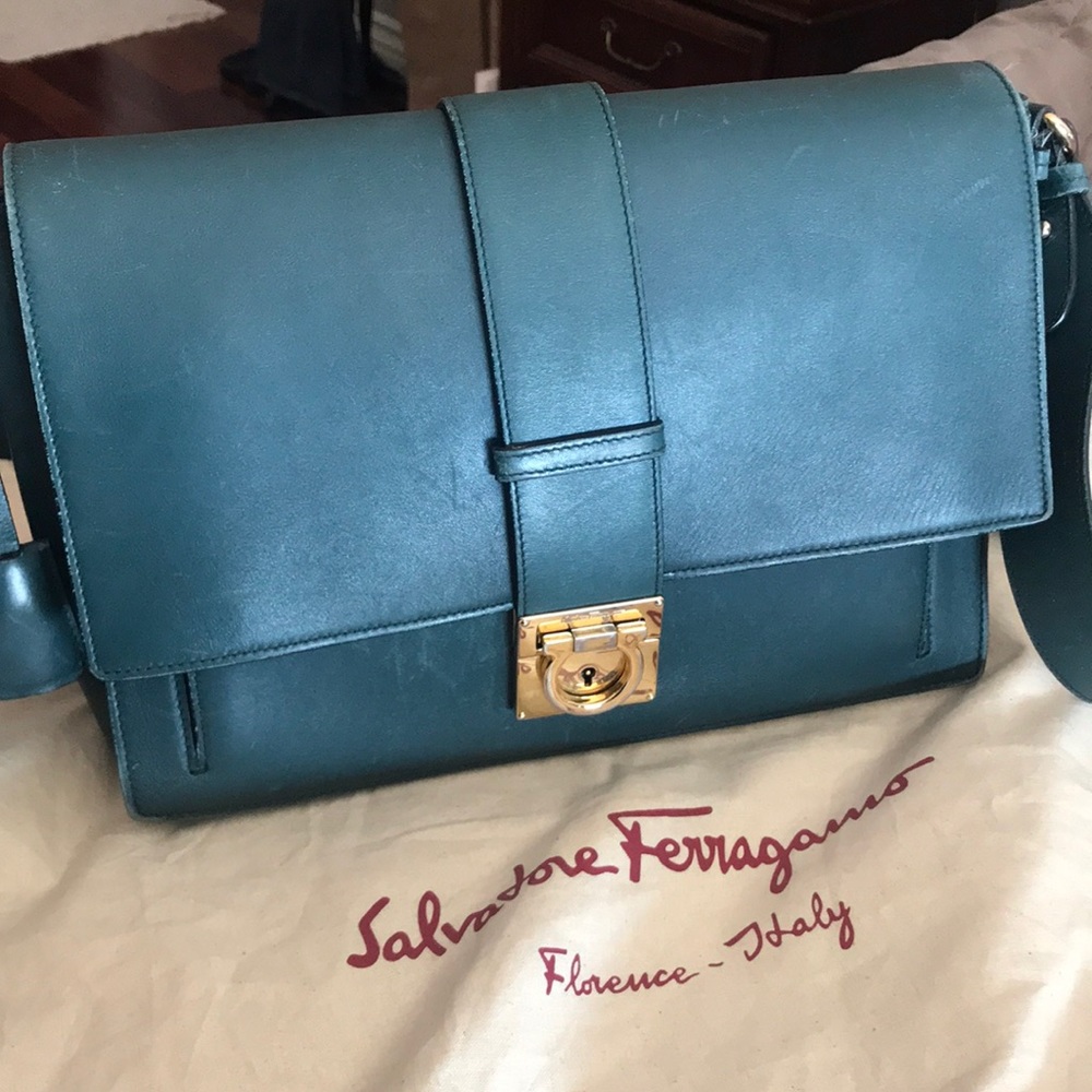 Authentic Ferragamo Green Crossbody